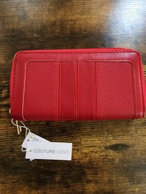 Couture Gems Red Double Zip Wallet